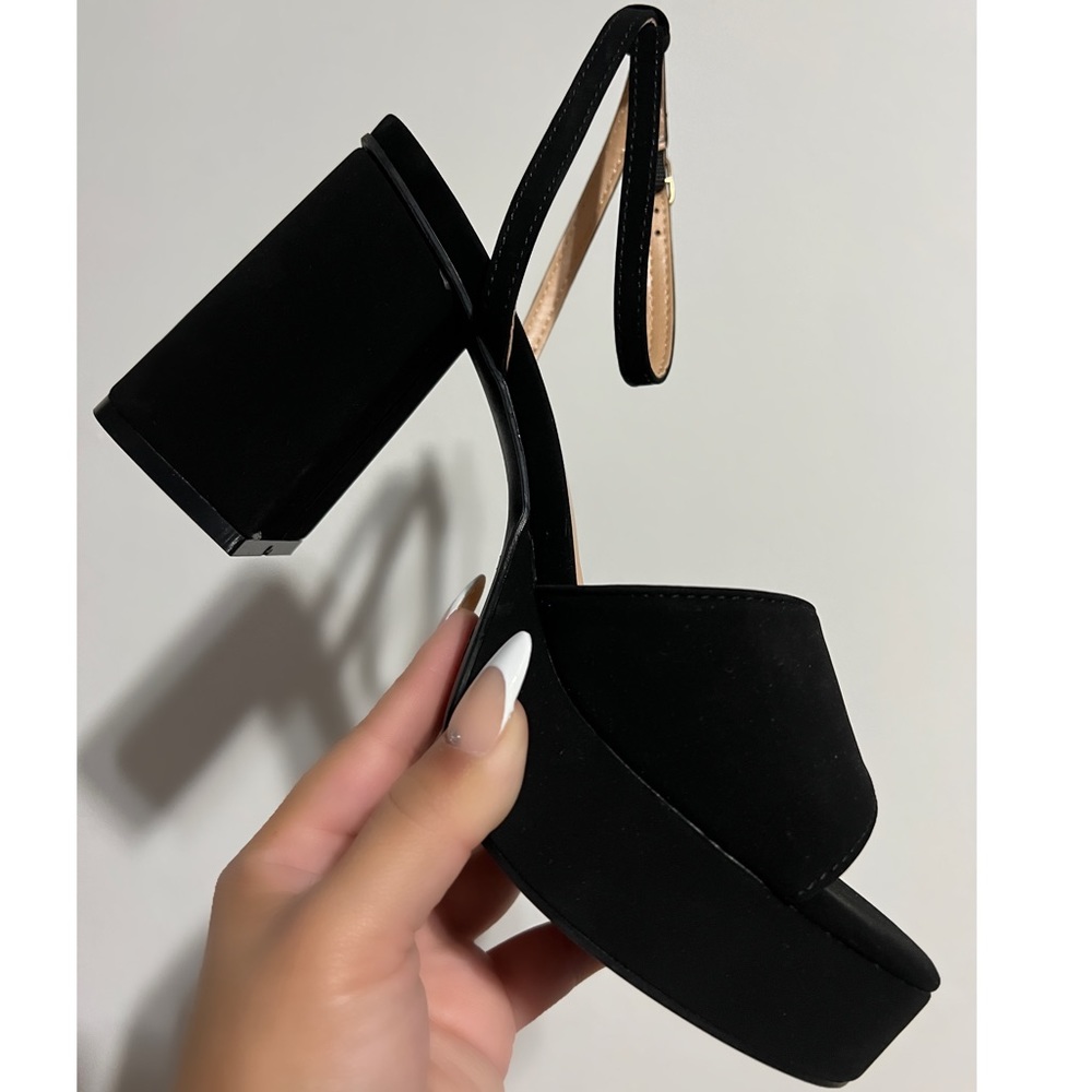 Suede Platform Heel Black